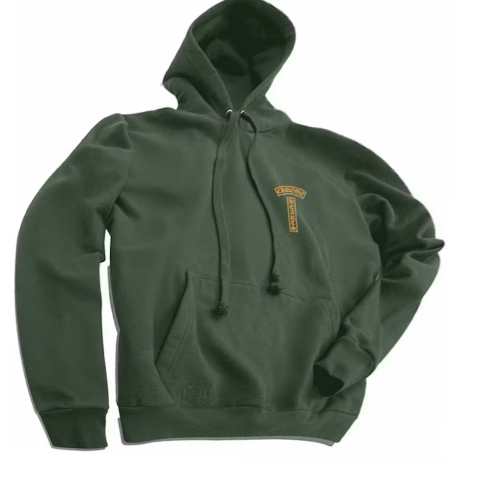 Chrome Hearts Dark Green Hoodie with Gold Accents